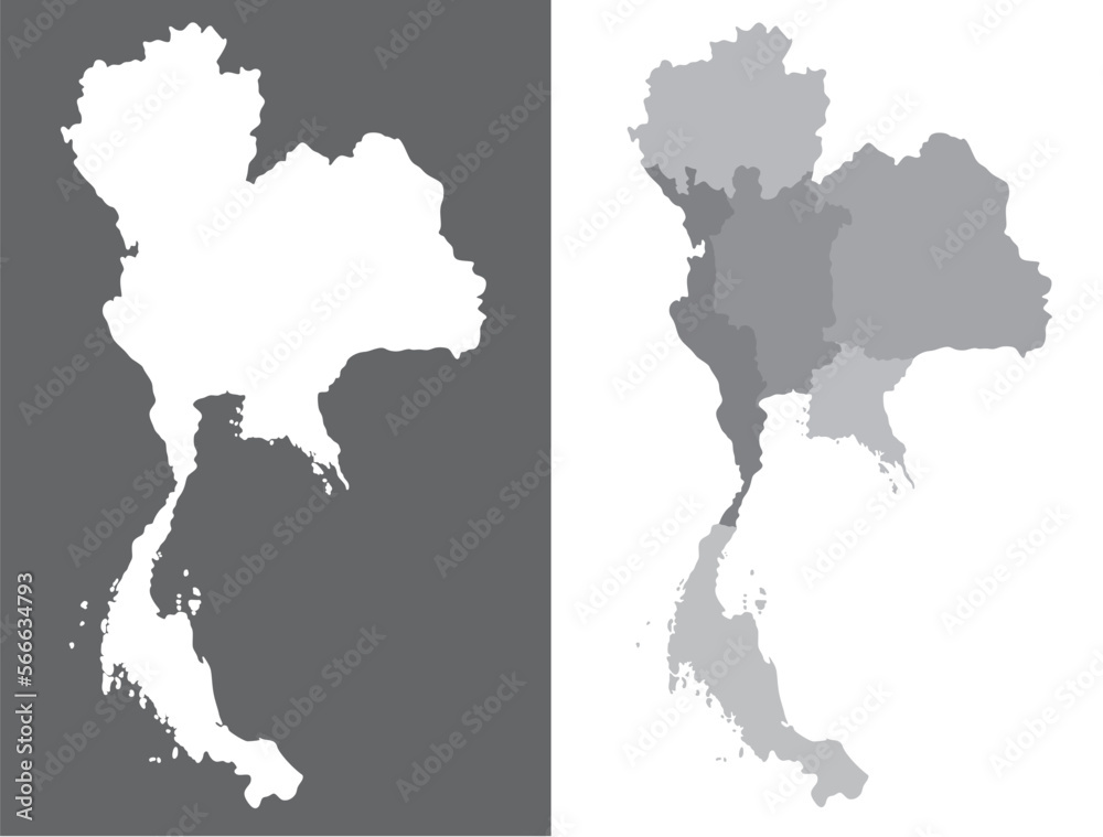 Thailand map, Isolated vector highly detailed political map with regions