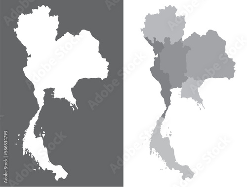 Thailand map  Isolated vector highly detailed political map with regions