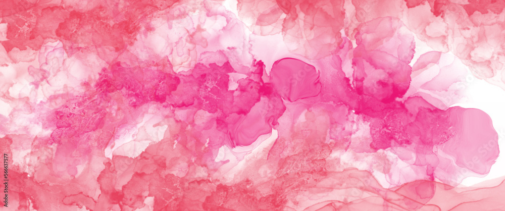 Magenta watercolor abstract background paint with aquarelle brush strokes, hand fluid art, transparent background, png 