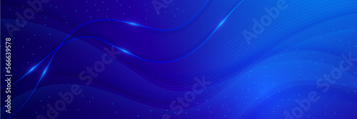 Abstract blue banner background poster with dynamic technology network. Vector illustration.
