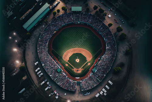 Aerial View of a Packed Baseball Stadium