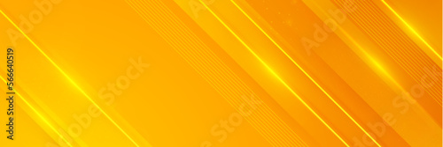 Abstract yellow geometric background and dynamic orange line pattern texture curve fluid motion shapes composition.