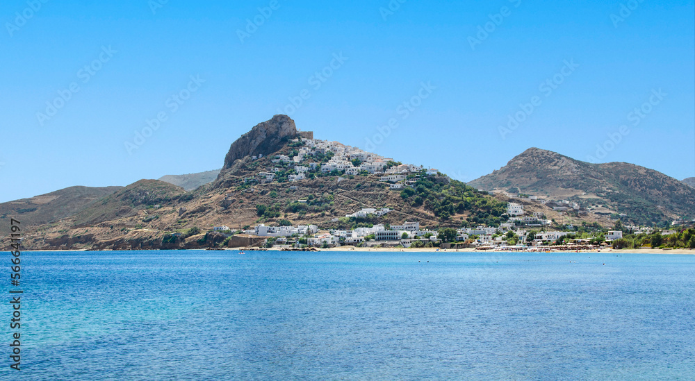 View of chora in Skyros at Sporades islands, Aegean sea, Greece