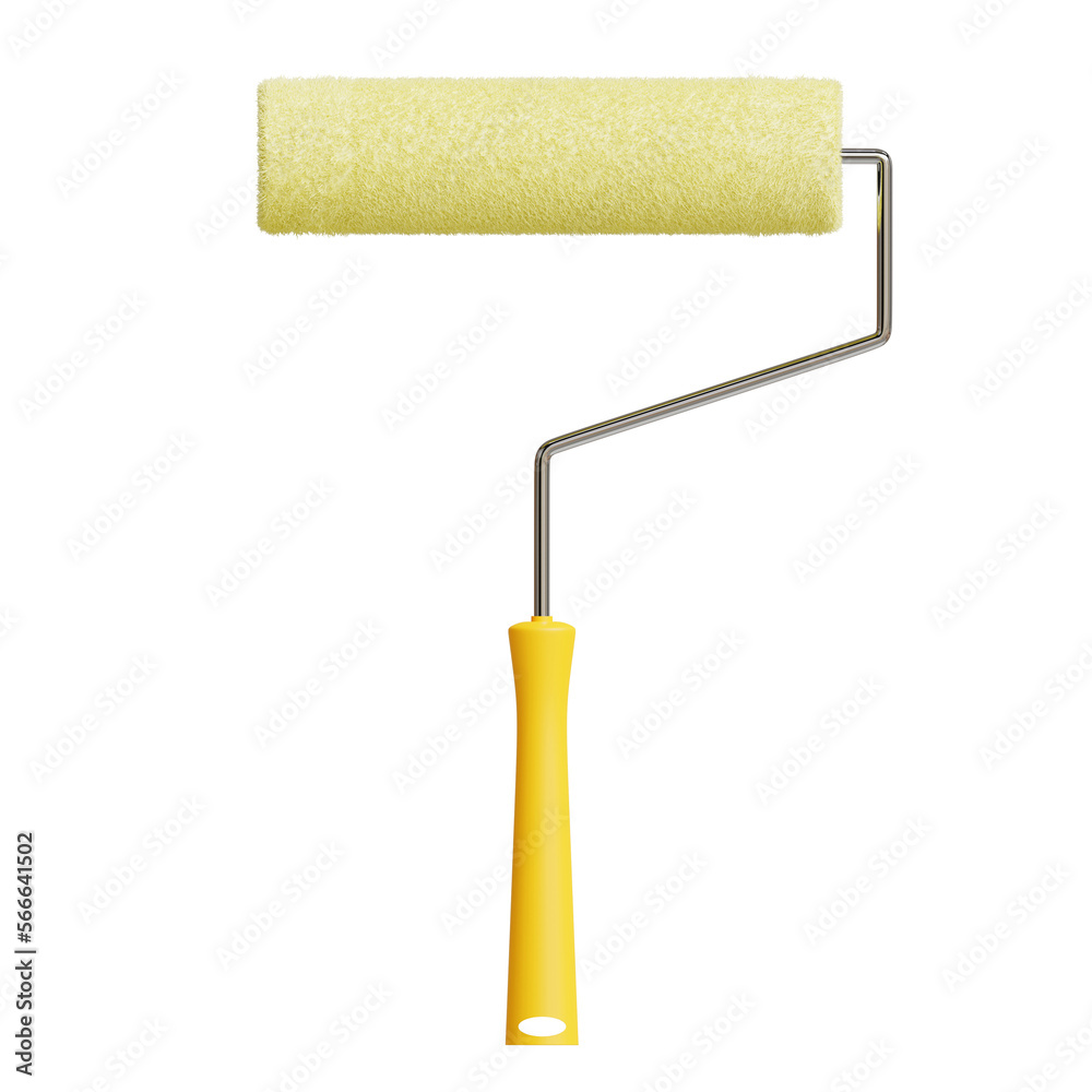 Fototapeta premium paint roller icon 3d illustration industrial construction home decor tool yellow design paint wall or for painter isolated on white background image- with clipping path