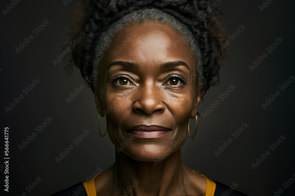 Generative AI of calm African American woman Generative AI of calm African American woman