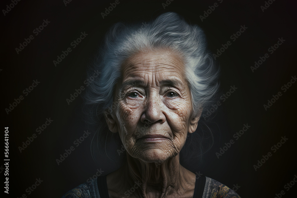 Generative AI of elderly Asian woman Generative AI of elderly Asian woman