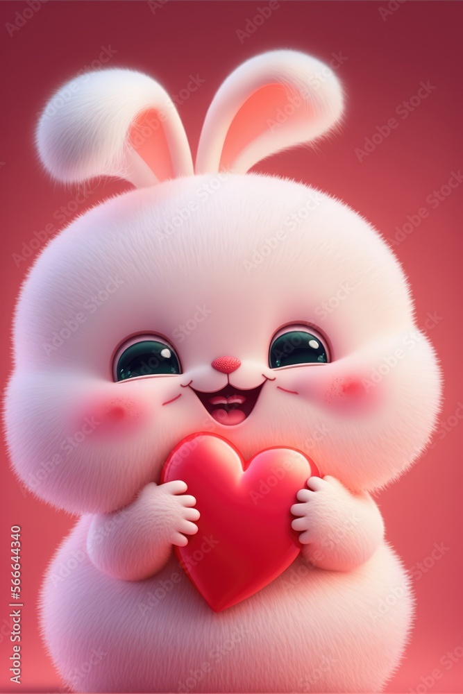 rabbit with heart made with generative ai rabbit with heart made with generative ai