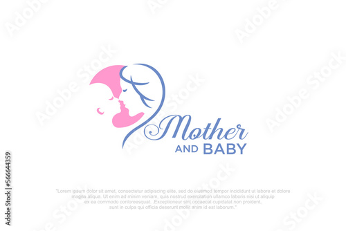 happy baby and mother icon set logo design.badges for children store & baby care center.illustration