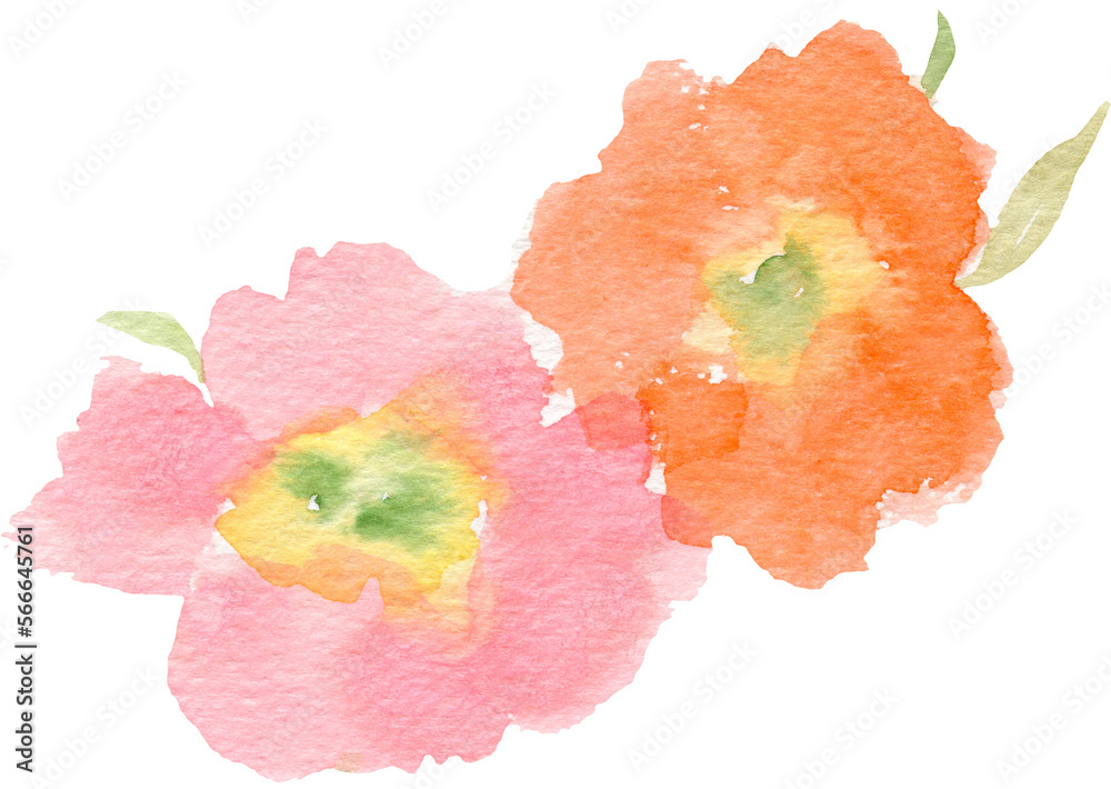 abstract watercolor bright flowers