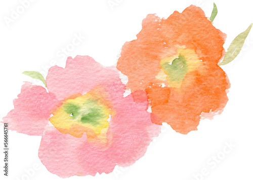 abstract watercolor bright flowers
