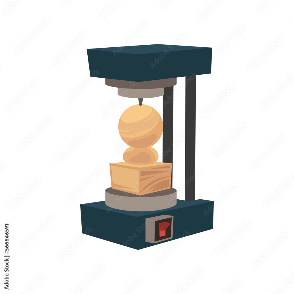 Drill press machine vector illustration. Cartoon drawing of instrument and workbench for carpentry work on white background. Carpentry, renovation, professions concept Drill press machine vector illustration. Cartoon drawing of instrument and workbench for carpentry work on white background. Carpentry, renovation, professions concept