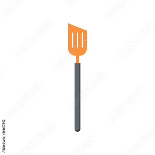 Orange spatula for kitchen vector illustration. Cartoon drawing of item or tool for cooking isolated on white background. Kitchenware, household concept