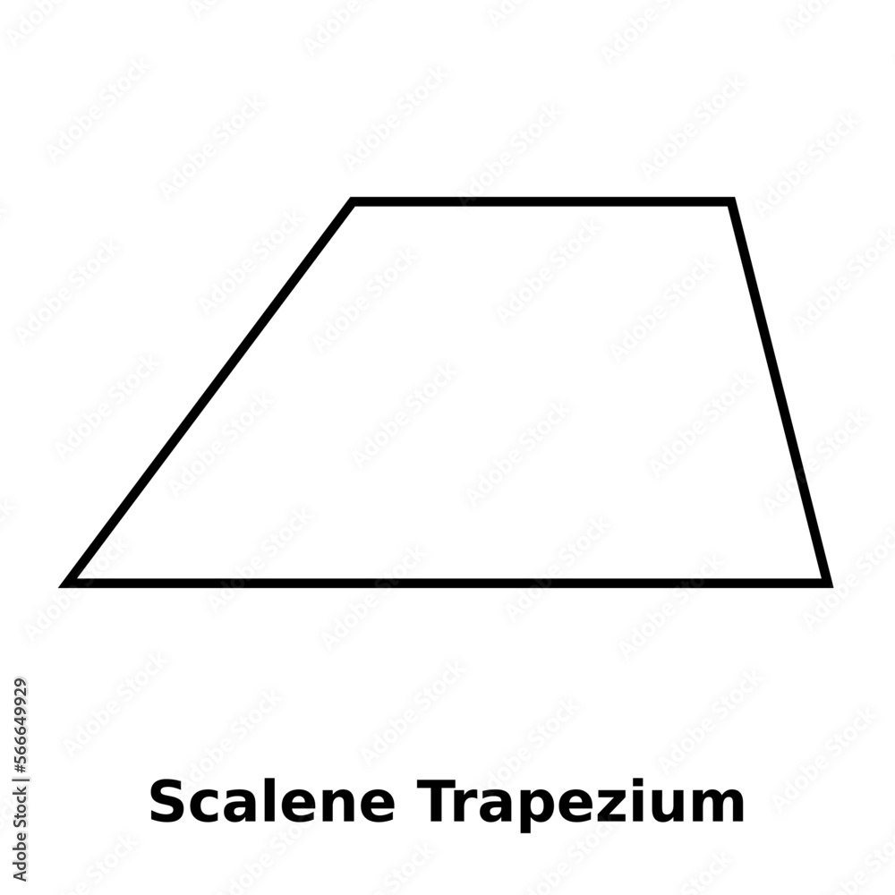 Simple monochrome vector graphic of a scalene trapezium. This is a ...