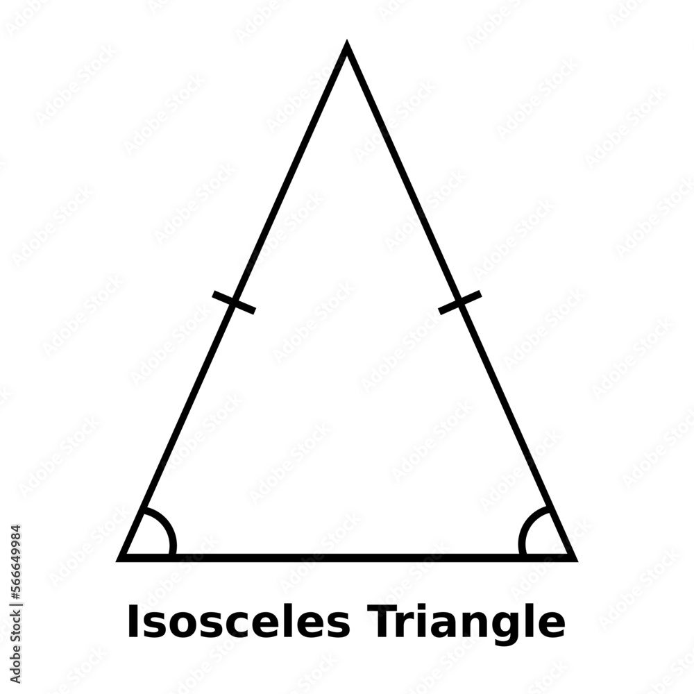 Simple monochrome vector graphic of an isosceles triangle. This is a