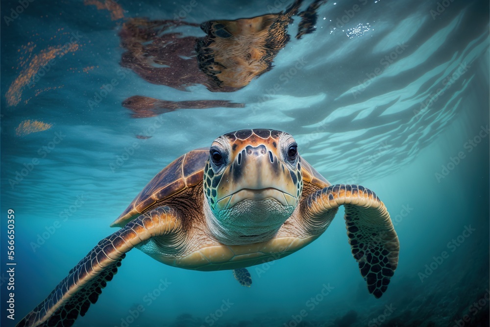 Obraz premium Turtle Swimming Generative AI