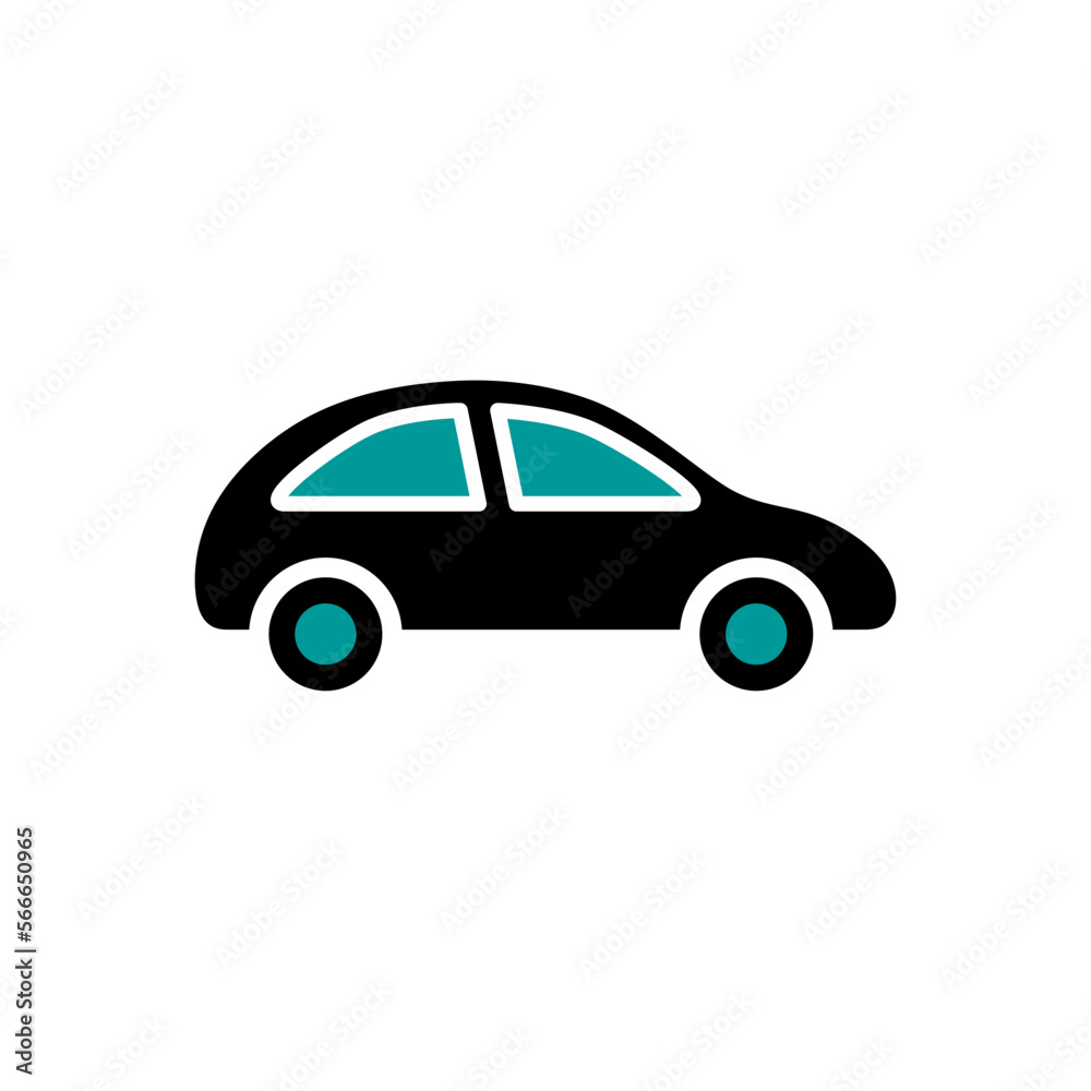 Simple Car Icon Vector. Turquoise color.