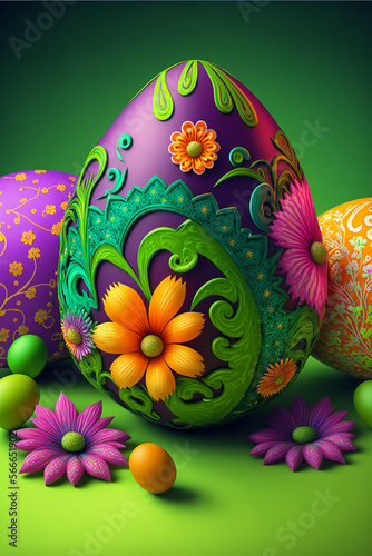 Colorful easter decoration. AI generative photo