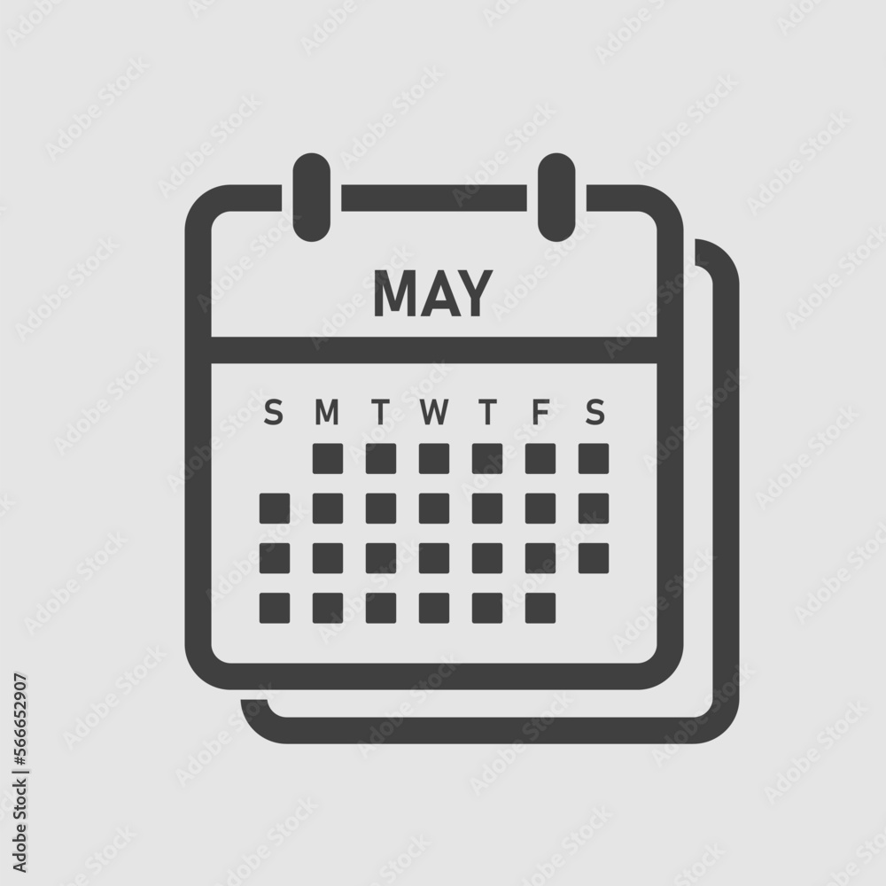 Vector template icon page calendar, month May Vector template icon page calendar, month May