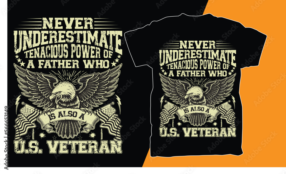 Fototapeta premium Veteran T-shirt Design, skull, and crossbones 