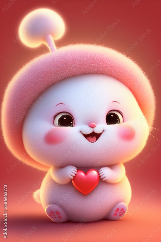 Bunny with heart made with generative ai Bunny with heart made with generative ai