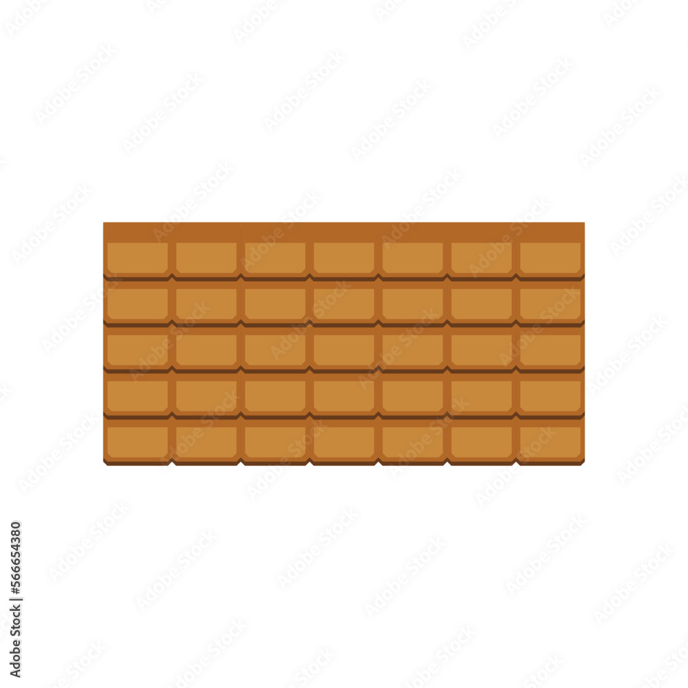 Brown slate roof tiles vector illustration. Cartoon drawing of stone profile sheets for house or home roof on white background. Construction, materials concept