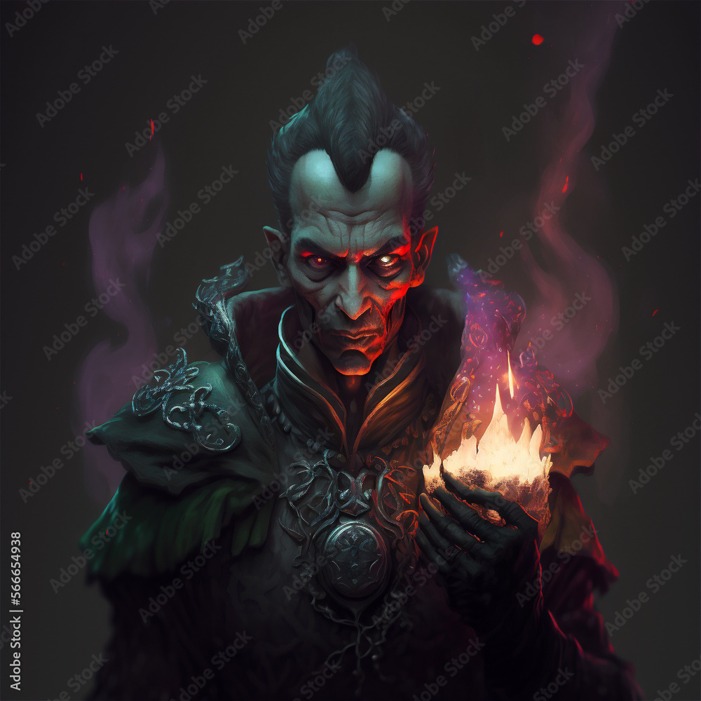 Fantasy character of an evil necromancer