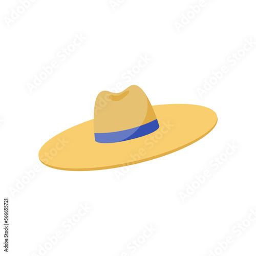 Yellow hat for women cartoon vector illustration. Cartoon drawing of summer vacation or fashion accessory isolated on white background. Travel, tourism, fashion concept