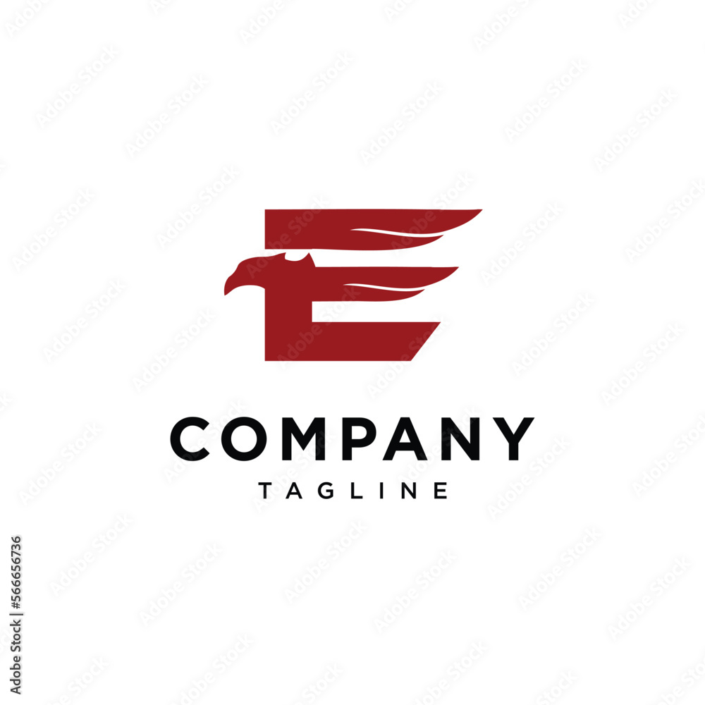 Obraz premium Letter E and Eagle patriot logo vector template