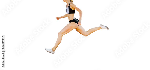 girl leader athlete running isolated