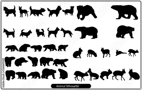 Fototapeta Naklejka Na Ścianę i Meble -  Collection of animal silhouettes on a white background
