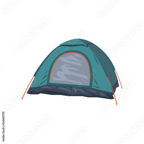 Blue camping tent vector illustration. Cartoon drawing of camper tent, travel home isolated on white background. Camping, traveling, tourism concept