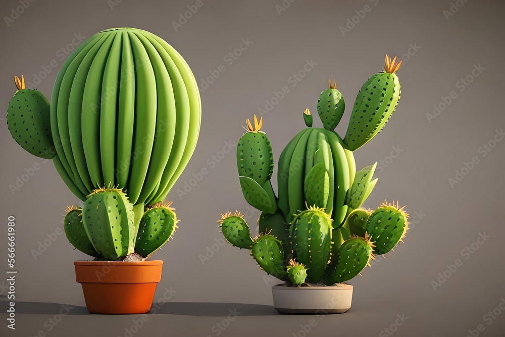 A cute cartoon cactus plant. Generative AI A cute cartoon cactus plant. Generative AI