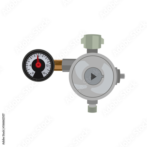 Gas pressure regulator vector illustration. Cartoon measuring counter with consumption indicator isolated on white background. Device, measurement concept