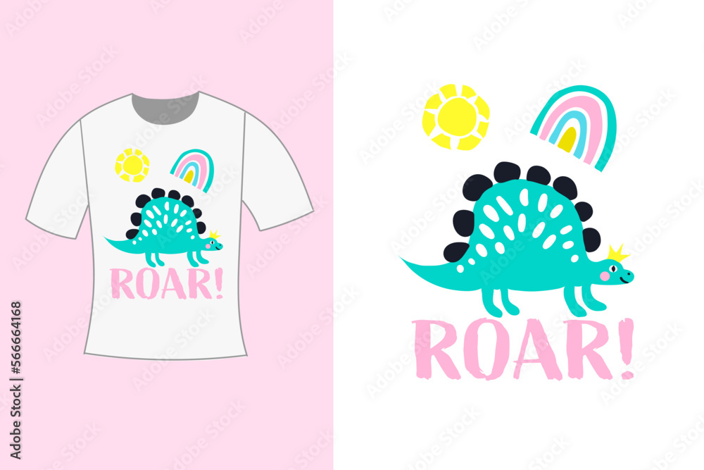 Dinosaur with Roar typography t shirt design Dinosaur with Roar typography t shirt design