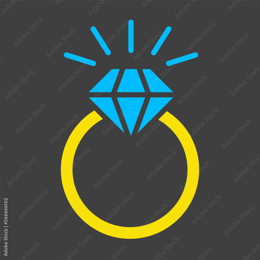 Vector wedding ring with a diamond icon Vector wedding ring with a diamond icon