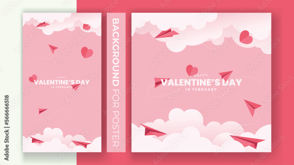 valentine's day banner and posters, valentine's background and wallpaper with plane and love papper cut style good for event banner