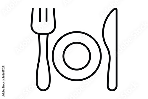 Breakfast icon illustration. cutlery, plates, knives. Line icon style. Simple vector design editable