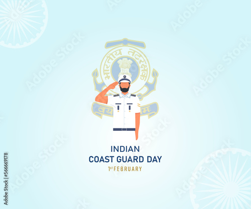 Indian Coast Guard Day. 1st February. Holiday concept. banner, poster, card. Flat illustration. background. Vector illustration. coast guard logo. Indian flag vector. 