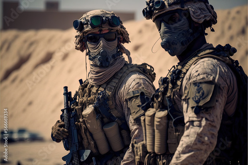 Special forces. Soldiers in the desert