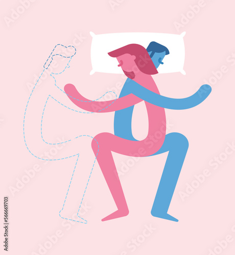 Adultery. Marital infidelity concept. Couple lies in bed and thinks about other loved ones.