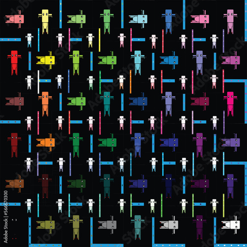 background character scale basic color interaction, random outline