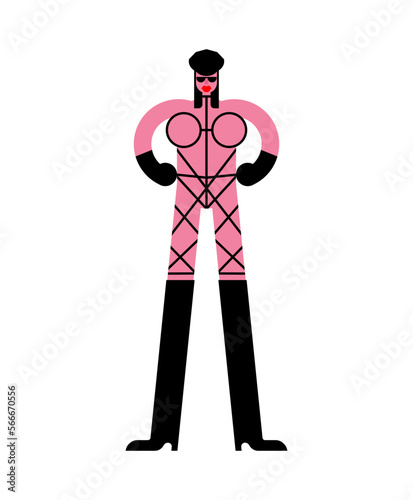 BDSM mistress in leather belt. Dominance and submission Sex games Vector illustration
