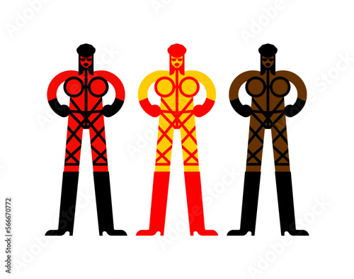 BDSM mistress set. Dominance and submission Sex games Vector illustration