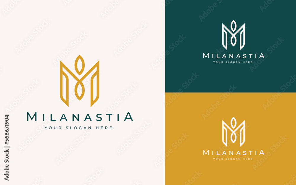 Letter M Leaf Luxury Elegant Logo Design Vector