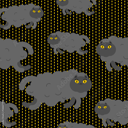 Cloud cat pattern seamless. rain cloud petbackground. Baby fabric texture photo