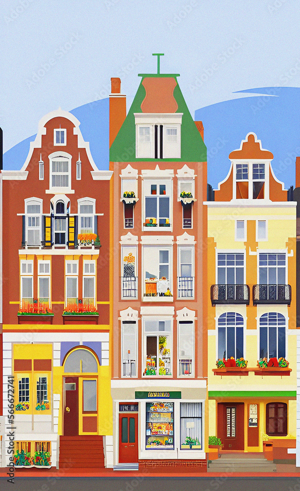 Houses in the city, Colorful House illustration, background, wallpaper