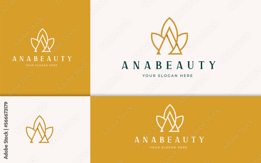 Letter A Leaf Luxury Elegant Logo Design Vector