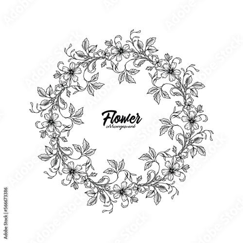 Original vector illustration. Floral wreath in vintage style.