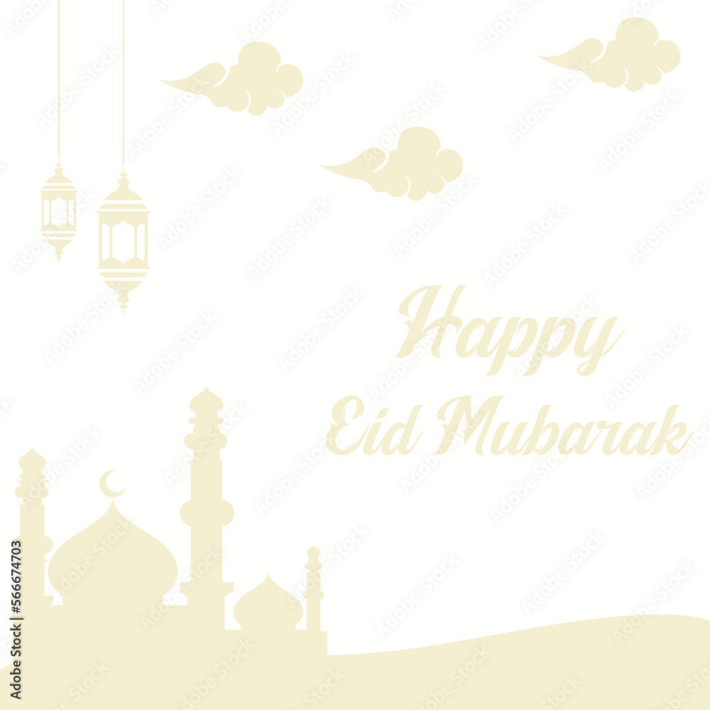 Naklejka premium illustration of mosque happy eid mubarak