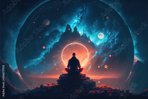meditation universe concept illustration. Generative AI